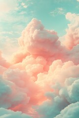 Soft surreal clouds of pastel blue and orange, dreamlike atmosphere with a touch of fantasy, perfect for your wallpaper.