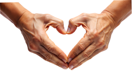 Heart-shaped hands symbolizing love and romance with fingers forming a heart gesture