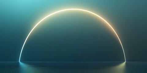A luminous arc of hope rising above a tranquil sea, a gentle glow against a serene teal backdrop.