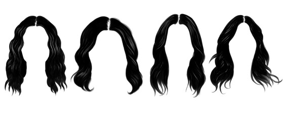 set of female hairstyles in flat vector illustration for fashion and beauty template design element