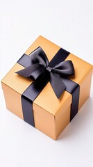 Isolated on white background, luxury gift box with satin ribbon, perfect for premium branding