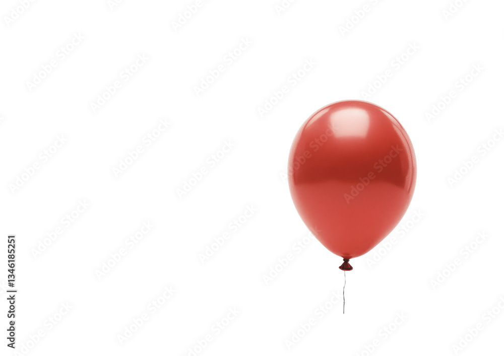 Poster an inflated, circular red balloon is prominently displayed on a simple white background, devoid of a