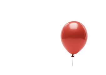 An inflated, circular red balloon is prominently displayed on a simple white background, devoid of any distractions