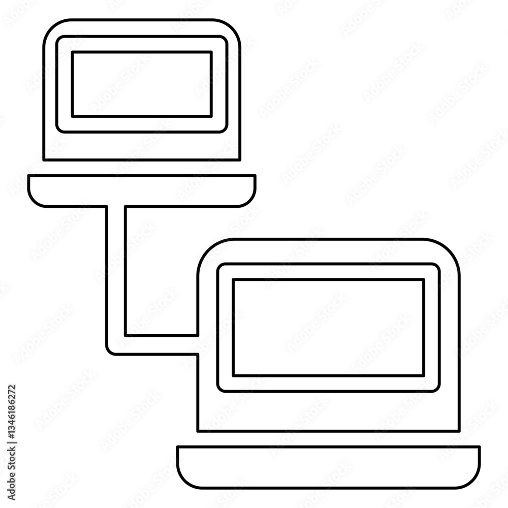 Poster computer network icon in line style