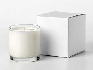 Blank White Box with Glass Candle Mockup