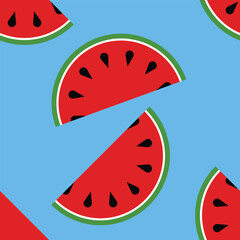 Watermelon Vector Seamless Pattern Digital Paper – Summer Fruit Background, Cute Watermelon Slice Illustration, Fresh and Juicy Watermelon Print, Vibrant Red and Green Watermelon Texture