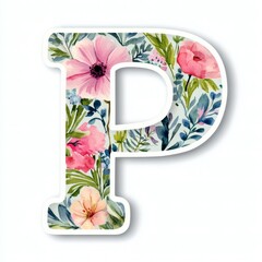 Floral-themed letter P