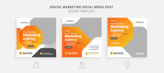 Digital marketing agency social media post web banner template