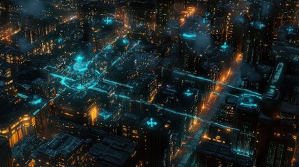 Obraz premium Futuristic Cityscape Aerial View (3)