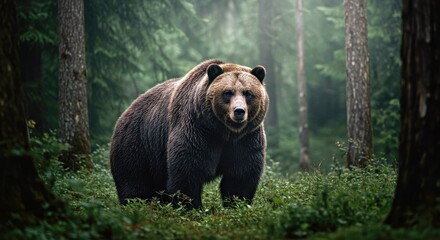 A bear standing motionless, using patience as a hunting strategy