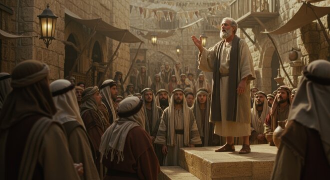 The Apostle preaches about the Resurrection of Jesus Christ, Repentance, Judea, Jerusalem.