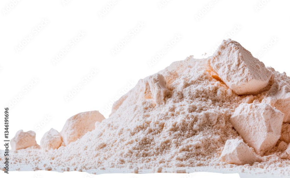 Poster An isolated pile of wheat flour with integral properties is situated on a white background