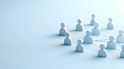 Abstract Network Of People In Light Blue Background