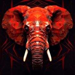 Abstrakte Darstellung eines Elefanten in Rot.