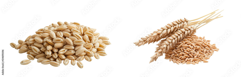 Poster A side view of a wheat pile is presented in isolation on a white background