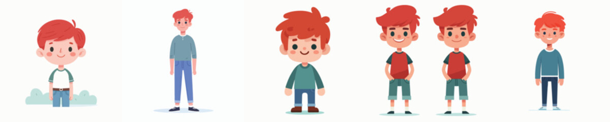 red haired boy character vector