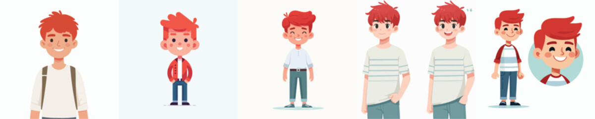 red haired boy character vector