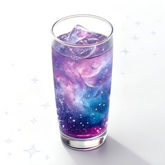 glass of water with ice isolated on white