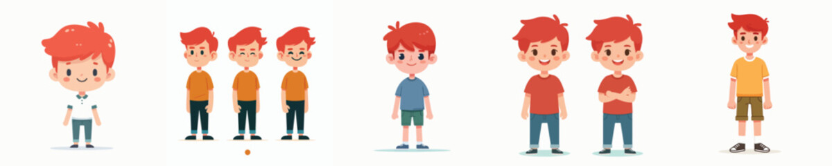 red haired boy character vector