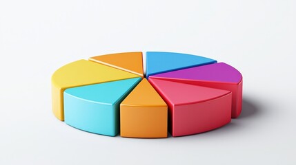 Obraz premium Strategic planning goals evaluation concept. Colorful pie chart segments on a light background.