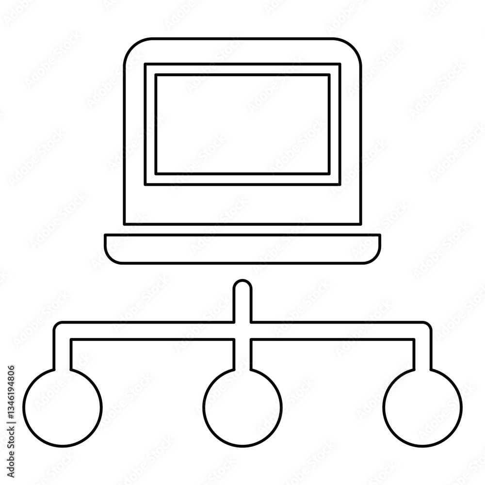 Poster computer network icon in line style