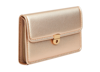 Elegant rose gold wallet with a secure clasp. Perfect for carrying essentials in style.