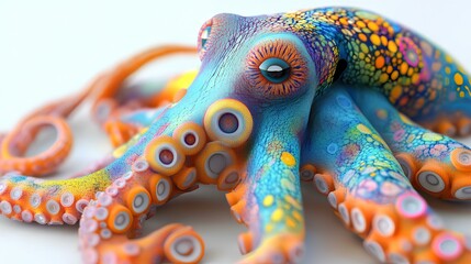 Colorful Octopus with Vibrant Patterns and Tentacles