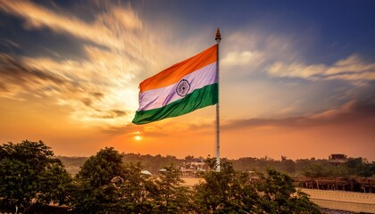 インドの国旗の風景