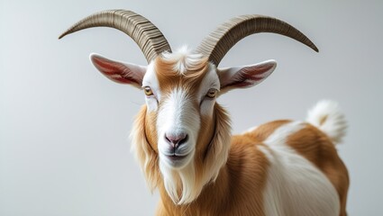 Fototapeta premium Dutch landrace goat against a white background 
