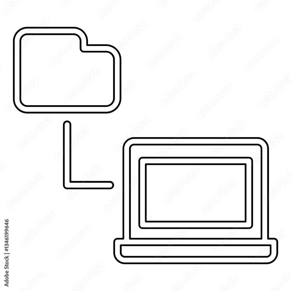 Poster computer network icon in line style