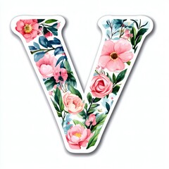 Floral-themed letter V