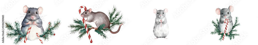 Aufkleber christmas and new year celebrations are captured in a greeting card with a watercolor design of a pi