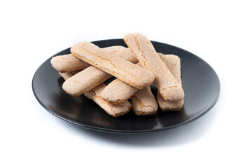Italian biscuits ladyfingers savoiardi isolated on white background