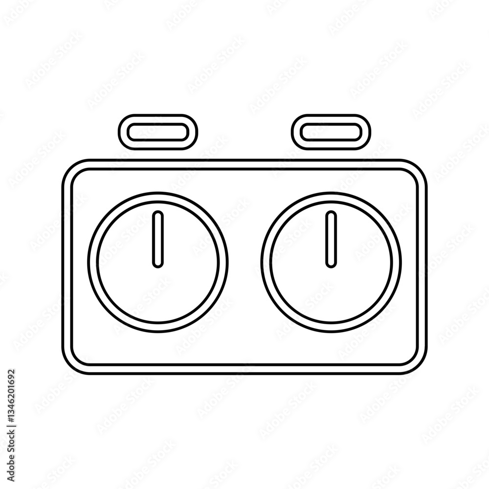 Poster chess clock icon in line style