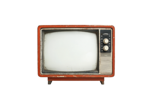 Vintage red television set on a transparent background. Concept of retro technology and media. - Powered by Adobe