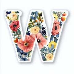 Floral-themed letter W