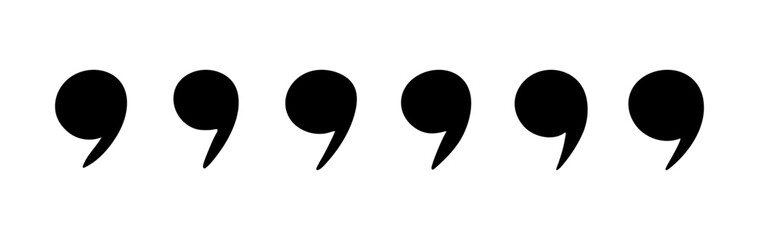 Doodle quotation mark set. Hand drawn comma for speech bubble. Vector comic apostrophe icon for conversation. Sketch scribble sign. Punctuation symbol on white background