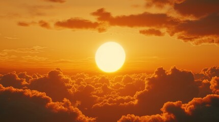 Obraz premium Golden Sunset Above the Clouds: A Breathtaking Aerial View