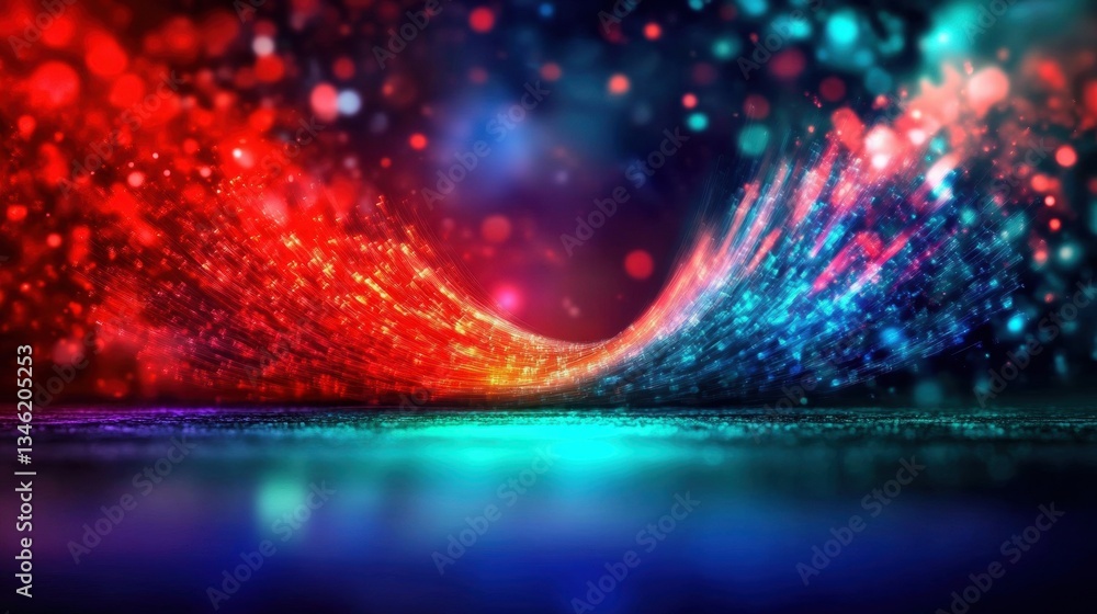 Poster bright light patterns and swirling trails in red, blue, and green create a captivating abstract desi