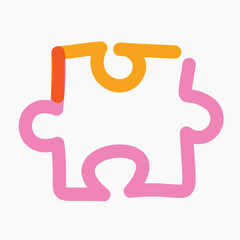 Obraz premium Pink puzzle pop doodle line art vector