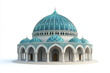 Obraz premium 3D Mosque Dome Decor Isolated and White Background