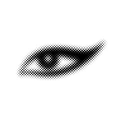 Halftone eye. Halftone dotted grunge punk style. 