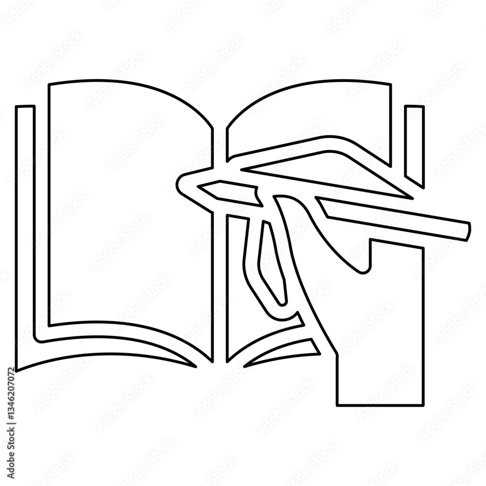 Poster writing icon in line style