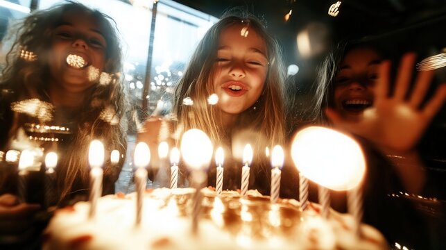 Birthday celebration with joyful children and cake.