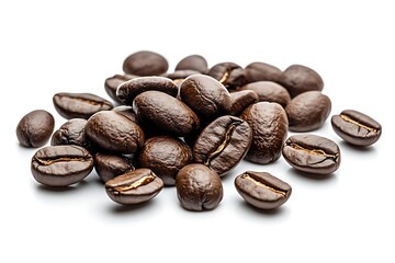 Roasted coffee beans pile isolated on white. (1)