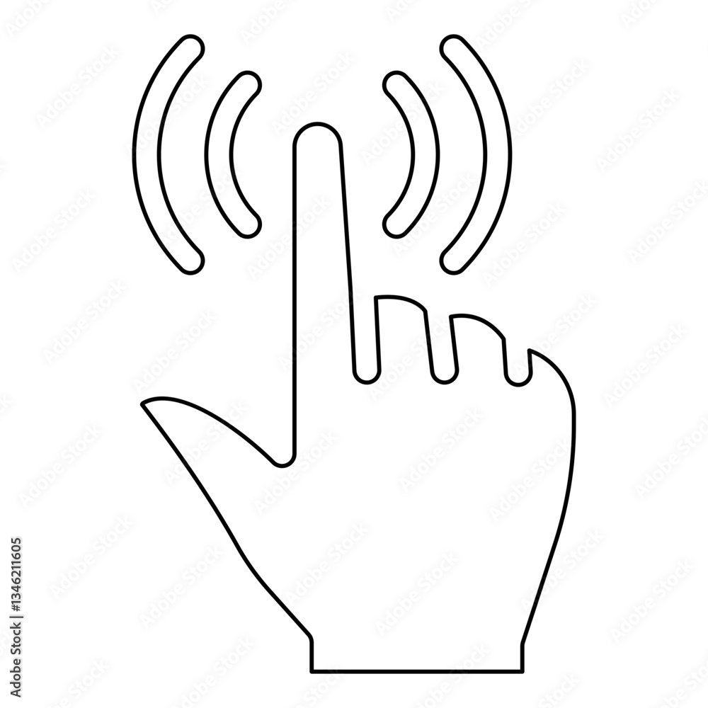 Poster fingerprint system icon in line style