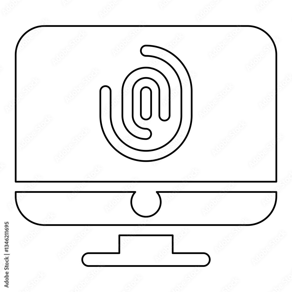 Poster fingerprint system icon in line style
