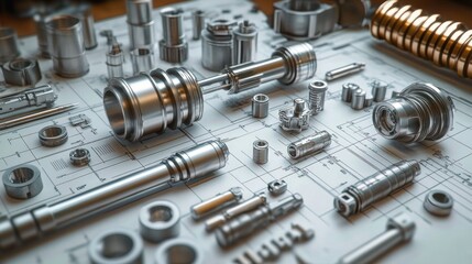 Artistic Arrangement of Plumbing Tools and Components on Technical Blueprint