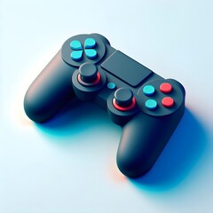 Stylish black gaming controller with dual joysticks colorful buttons and a sleek touchpad on a light backdrop