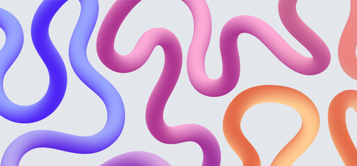 Wavy 3d ribbon with Colorful Gradient on white background. Vector illustration.